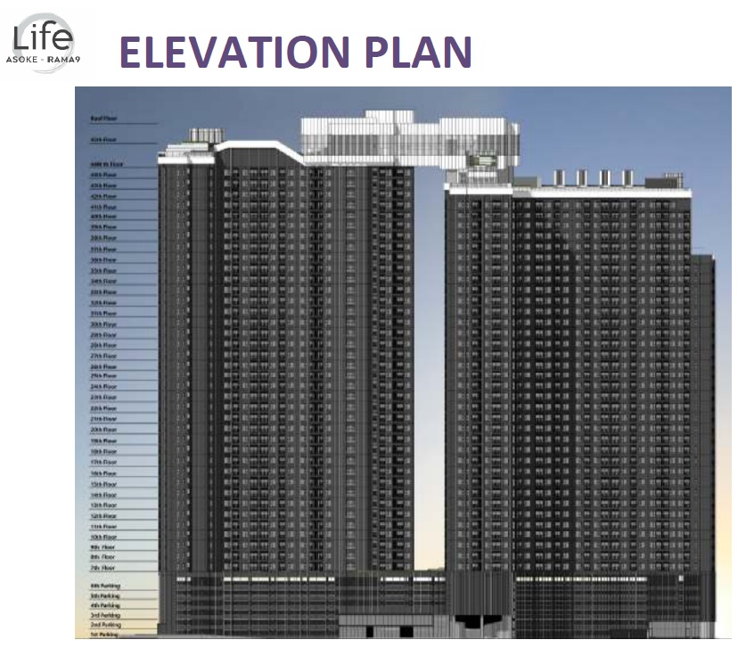 Elevation Plan of Life Asoke Rama 9 Bangkok