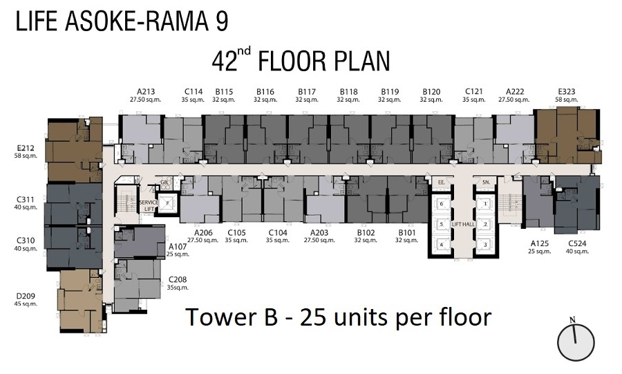 42nd floor Floor Plan of Life Asoke Rama 9 Bangkok