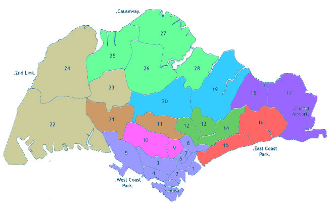 Singapore property district map